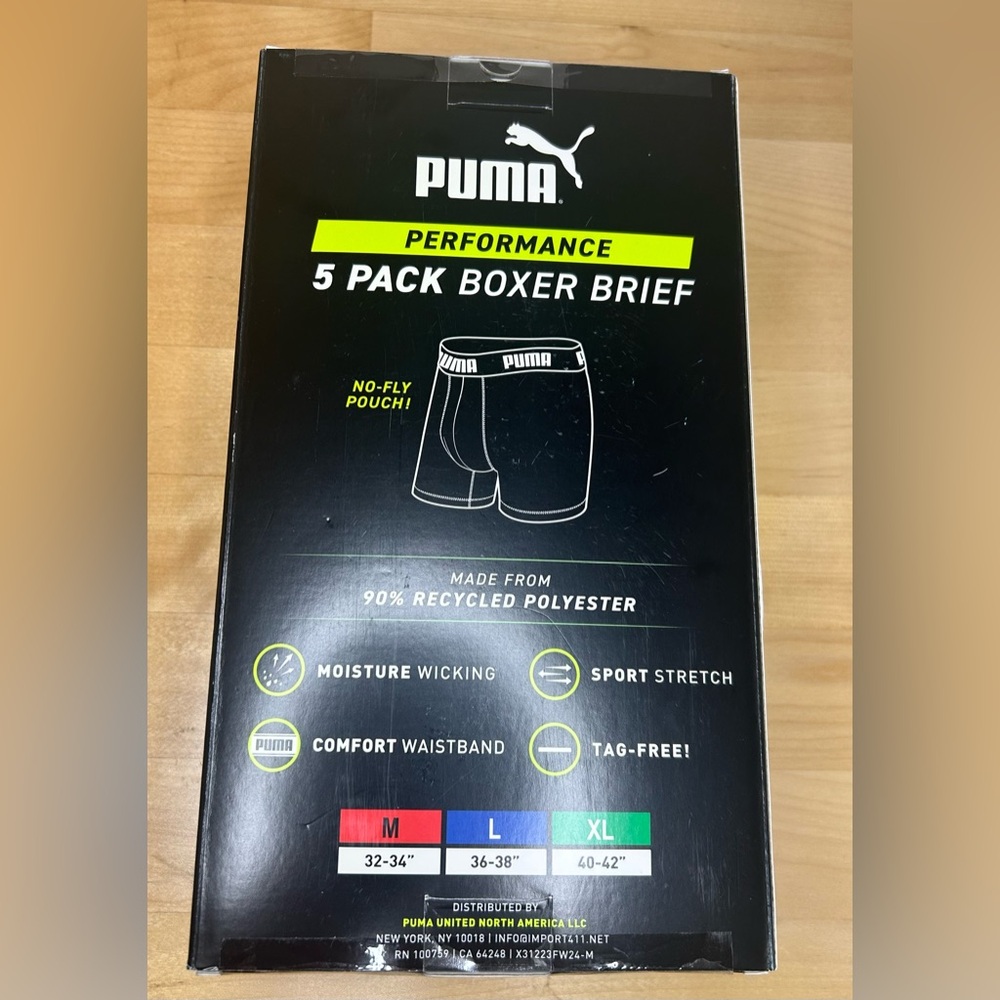 Puma Performance Boxer Briefs Mens Medium 5 Pack Sportluxe Moisture Wicking NWT - Picture 2 of 2